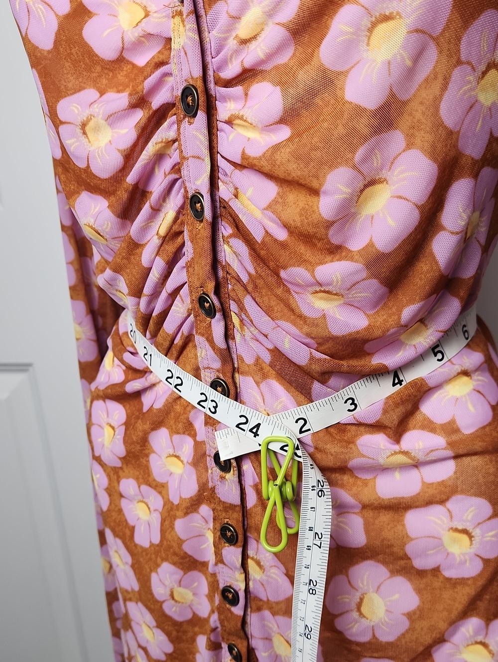 Free People Brown And Lavender Floral Long Sleeve Sheer Button Down Shirt Size S - Picture 7 of 11